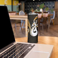 New Zealand Skinny Tumbler Aotearoa Silver Fern With Manaia Maori Unique Gold LT14 - Polynesian Pride