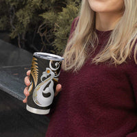 New Zealand Tumbler Cup Aotearoa Silver Fern With Manaia Maori Unique Gold LT14 - Polynesian Pride