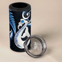 New Zealand 4 in 1 Can Cooler Tumbler Aotearoa Silver Fern With Manaia Maori Unique Blue LT14 - Polynesian Pride