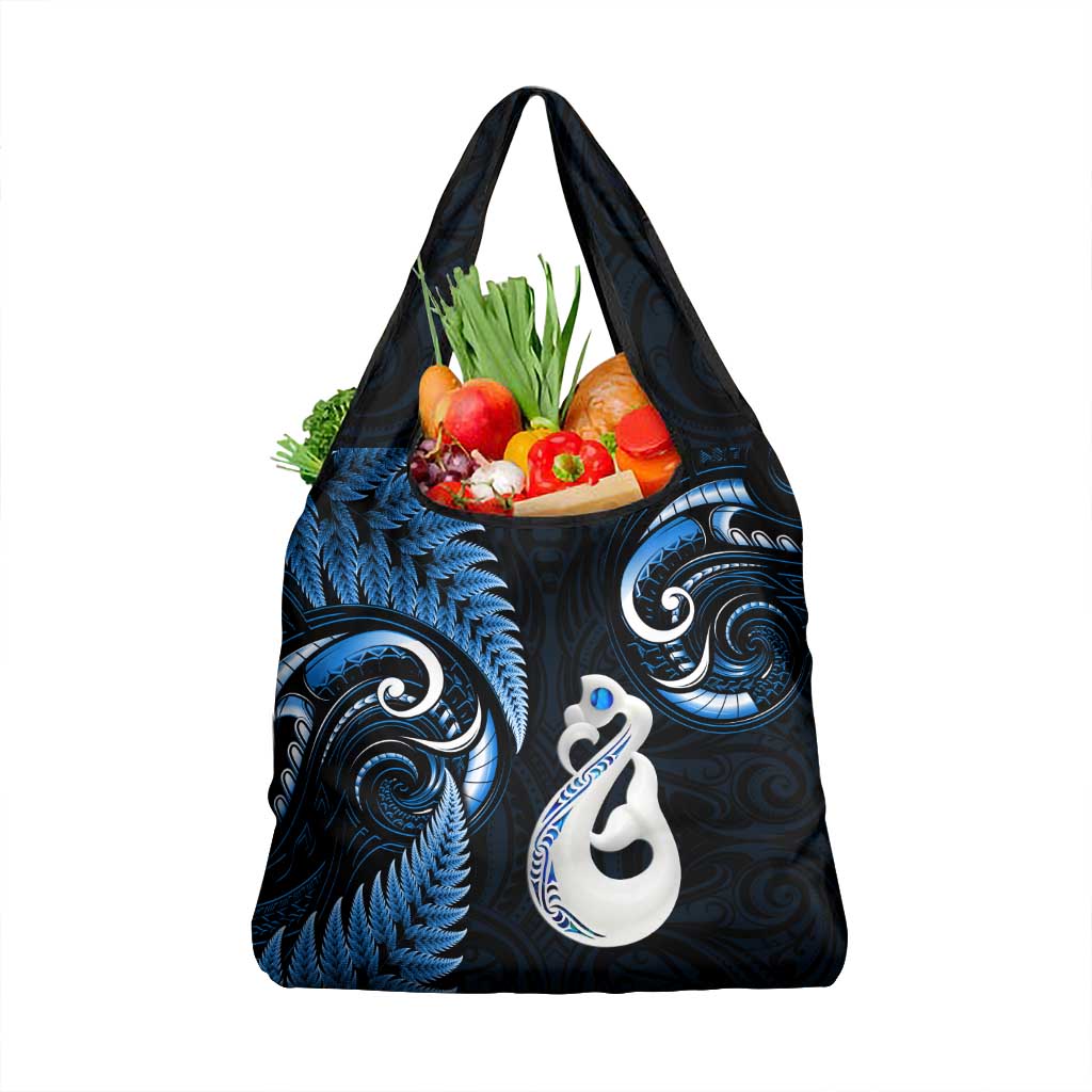 Nlue New Zealand Grocery Bag Aotearoa Silver Fern With Manaia Maori LT14 1-pack One Size Blue - Polynesian Pride