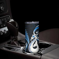 New Zealand Skinny Tumbler Aotearoa Silver Fern With Manaia Maori Unique Blue LT14 - Polynesian Pride