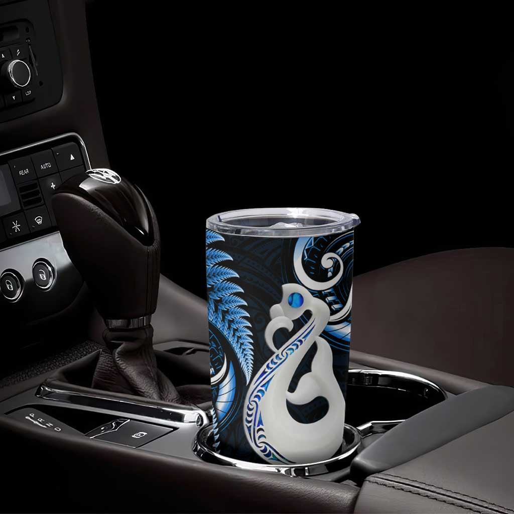 New Zealand Tumbler Cup Aotearoa Silver Fern With Manaia Maori Unique Blue LT14 - Polynesian Pride