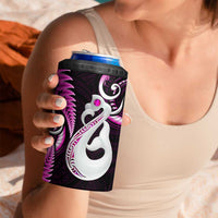 New Zealand 4 in 1 Can Cooler Tumbler Aotearoa Silver Fern With Manaia Maori Unique Pink LT14 - Polynesian Pride