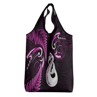 Pink New Zealand Grocery Bag Aotearoa Silver Fern With Manaia Maori LT14 - Polynesian Pride