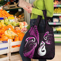 Pink New Zealand Grocery Bag Aotearoa Silver Fern With Manaia Maori LT14 - Polynesian Pride