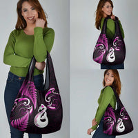 Pink New Zealand Grocery Bag Aotearoa Silver Fern With Manaia Maori LT14 - Polynesian Pride
