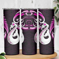 New Zealand Skinny Tumbler Aotearoa Silver Fern With Manaia Maori Unique Pink LT14 - Polynesian Pride