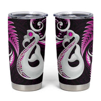 New Zealand Tumbler Cup Aotearoa Silver Fern With Manaia Maori Unique Pink LT14 Pink - Polynesian Pride