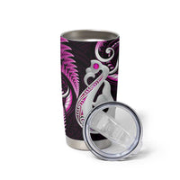 New Zealand Tumbler Cup Aotearoa Silver Fern With Manaia Maori Unique Pink LT14 - Polynesian Pride