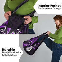 Purple New Zealand Grocery Bag Aotearoa Silver Fern With Manaia Maori LT14 - Polynesian Pride