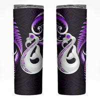 New Zealand Skinny Tumbler Aotearoa Silver Fern With Manaia Maori Unique Purple LT14 Purple - Polynesian Pride