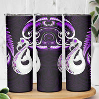 New Zealand Skinny Tumbler Aotearoa Silver Fern With Manaia Maori Unique Purple LT14 - Polynesian Pride