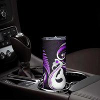 New Zealand Skinny Tumbler Aotearoa Silver Fern With Manaia Maori Unique Purple LT14 - Polynesian Pride