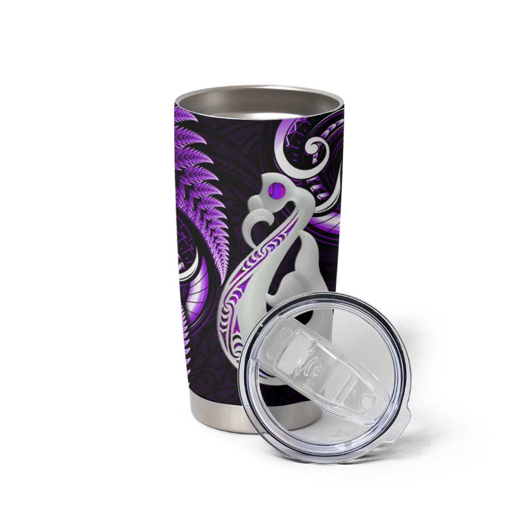 New Zealand Tumbler Cup Aotearoa Silver Fern With Manaia Maori Unique Purple LT14 - Polynesian Pride