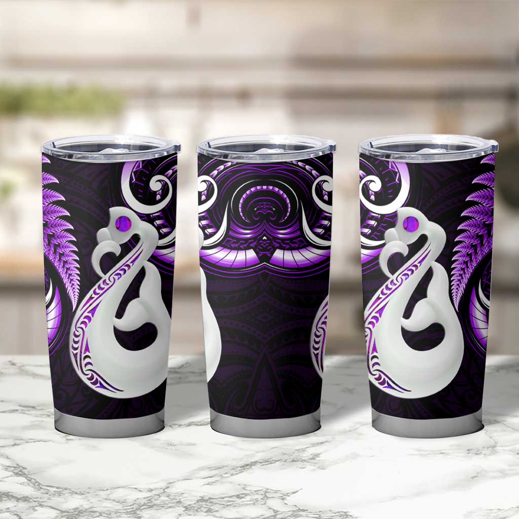 New Zealand Tumbler Cup Aotearoa Silver Fern With Manaia Maori Unique Purple LT14 - Polynesian Pride