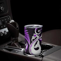 New Zealand Tumbler Cup Aotearoa Silver Fern With Manaia Maori Unique Purple LT14 - Polynesian Pride