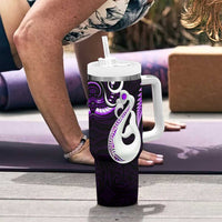 New Zealand Tumbler With Handle Aotearoa Silver Fern With Manaia Maori Unique Purple LT14 - Polynesian Pride