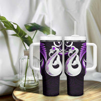 New Zealand Tumbler With Handle Aotearoa Silver Fern With Manaia Maori Unique Purple LT14 - Polynesian Pride