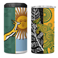 Rugby 2025 Championship 4 in 1 Can Cooler Tumbler Combination of Southern Hemisphere Countries LT14 One Size: 16 oz Black - Polynesian Pride