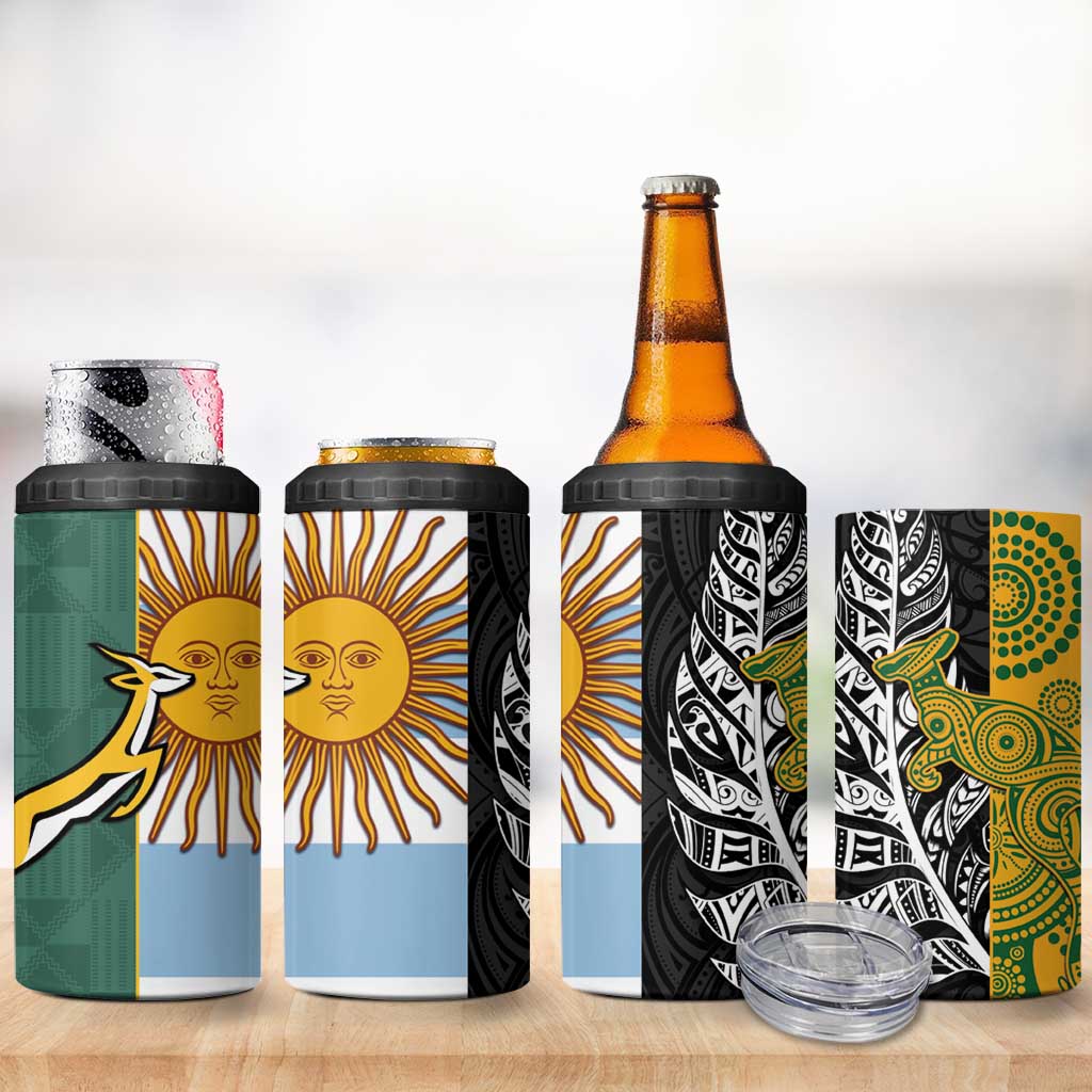 Rugby 2025 Championship 4 in 1 Can Cooler Tumbler Combination of Southern Hemisphere Countries LT14 - Polynesian Pride