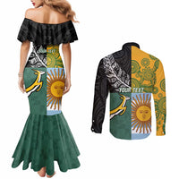 Personalised Rugby 2025 Championship Couples Matching Mermaid Dress and Long Sleeve Button Shirt Combination of Southern Hemisphere Countries LT14 - Polynesian Pride