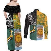 Personalised Rugby 2025 Championship Couples Matching Off Shoulder Maxi Dress and Long Sleeve Button Shirt Combination of Southern Hemisphere Countries LT14 - Polynesian Pride
