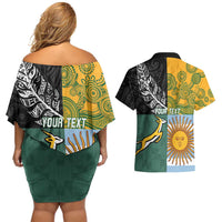 Personalised Rugby 2025 Championship Couples Matching Off Shoulder Short Dress and Hawaiian Shirt Combination of Southern Hemisphere Countries LT14 - Polynesian Pride