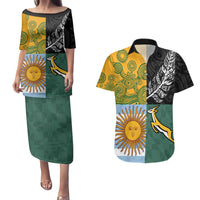 Personalised Rugby 2025 Championship Couples Matching Puletasi and Hawaiian Shirt Combination of Southern Hemisphere Countries LT14 Black - Polynesian Pride
