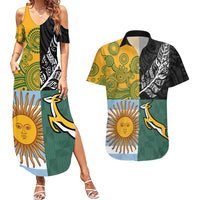 Personalised Rugby 2025 Championship Couples Matching Summer Maxi Dress and Hawaiian Shirt Combination of Southern Hemisphere Countries LT14 Black - Polynesian Pride