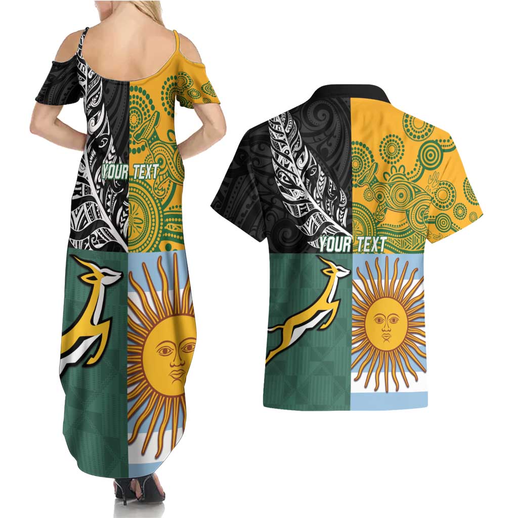 Personalised Rugby 2025 Championship Couples Matching Summer Maxi Dress and Hawaiian Shirt Combination of Southern Hemisphere Countries LT14 - Polynesian Pride