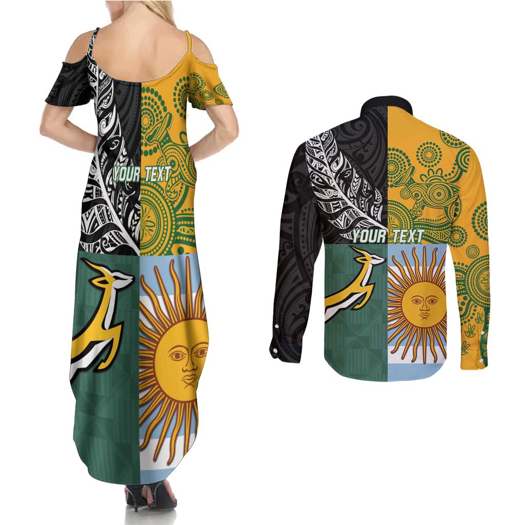 Personalised Rugby 2025 Championship Couples Matching Summer Maxi Dress and Long Sleeve Button Shirt Combination of Southern Hemisphere Countries LT14 - Polynesian Pride
