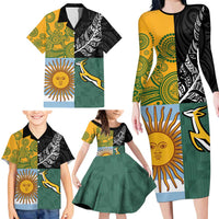 Personalised Rugby 2025 Championship Family Matching Long Sleeve Bodycon Dress and Hawaiian Shirt Combination of Southern Hemisphere Countries LT14 - Polynesian Pride
