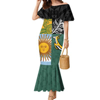 Personalised Rugby 2025 Championship Family Matching Mermaid Dress and Hawaiian Shirt Combination of Southern Hemisphere Countries LT14 Mom's Dress Black - Polynesian Pride
