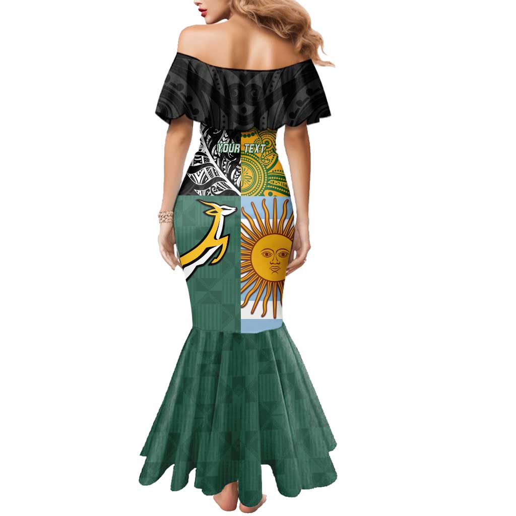 Personalised Rugby 2025 Championship Family Matching Mermaid Dress and Hawaiian Shirt Combination of Southern Hemisphere Countries LT14 - Polynesian Pride