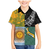 Personalised Rugby 2025 Championship Family Matching Mermaid Dress and Hawaiian Shirt Combination of Southern Hemisphere Countries LT14 Son's Shirt Black - Polynesian Pride