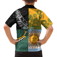 Personalised Rugby 2025 Championship Family Matching Off The Shoulder Long Sleeve Dress and Hawaiian Shirt Combination of Southern Hemisphere Countries LT14 - Polynesian Pride