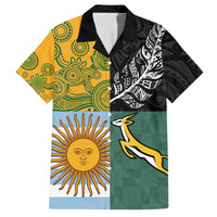 Personalised Rugby 2025 Championship Family Matching Off The Shoulder Long Sleeve Dress and Hawaiian Shirt Combination of Southern Hemisphere Countries LT14 Dad's Shirt - Short Sleeve Black - Polynesian Pride