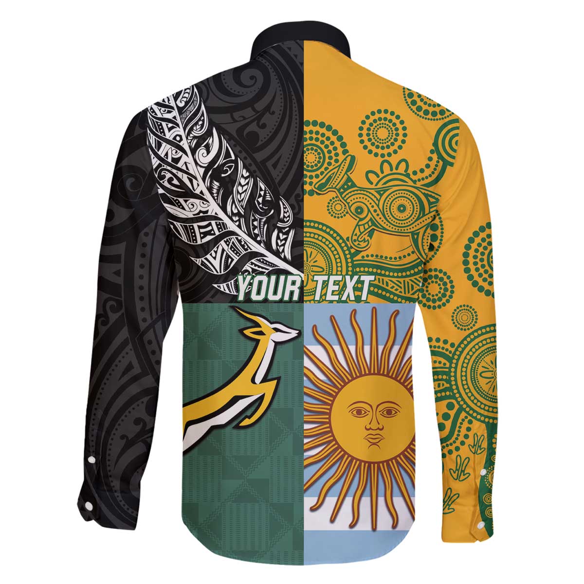 Personalised Rugby 2025 Championship Family Matching Off The Shoulder Long Sleeve Dress and Hawaiian Shirt Combination of Southern Hemisphere Countries LT14 - Polynesian Pride