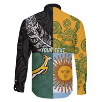 Personalised Rugby 2025 Championship Family Matching Off The Shoulder Long Sleeve Dress and Hawaiian Shirt Combination of Southern Hemisphere Countries LT14 - Polynesian Pride