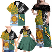 Personalised Rugby 2025 Championship Family Matching Off Shoulder Maxi Dress and Hawaiian Shirt Combination of Southern Hemisphere Countries LT14 - Polynesian Pride