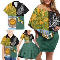 Personalised Rugby 2025 Championship Family Matching Off Shoulder Short Dress and Hawaiian Shirt Combination of Southern Hemisphere Countries LT14 - Polynesian Pride