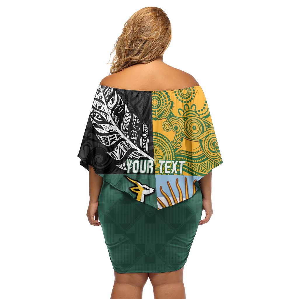 Personalised Rugby 2025 Championship Family Matching Off Shoulder Short Dress and Hawaiian Shirt Combination of Southern Hemisphere Countries LT14 - Polynesian Pride
