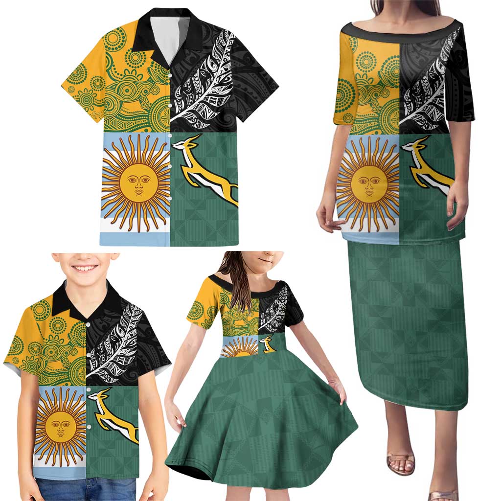 Personalised Rugby 2025 Championship Family Matching Puletasi and Hawaiian Shirt Combination of Southern Hemisphere Countries LT14 - Polynesian Pride