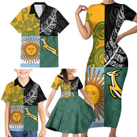 Personalised Rugby 2025 Championship Family Matching Short Sleeve Bodycon Dress and Hawaiian Shirt Combination of Southern Hemisphere Countries LT14 - Polynesian Pride