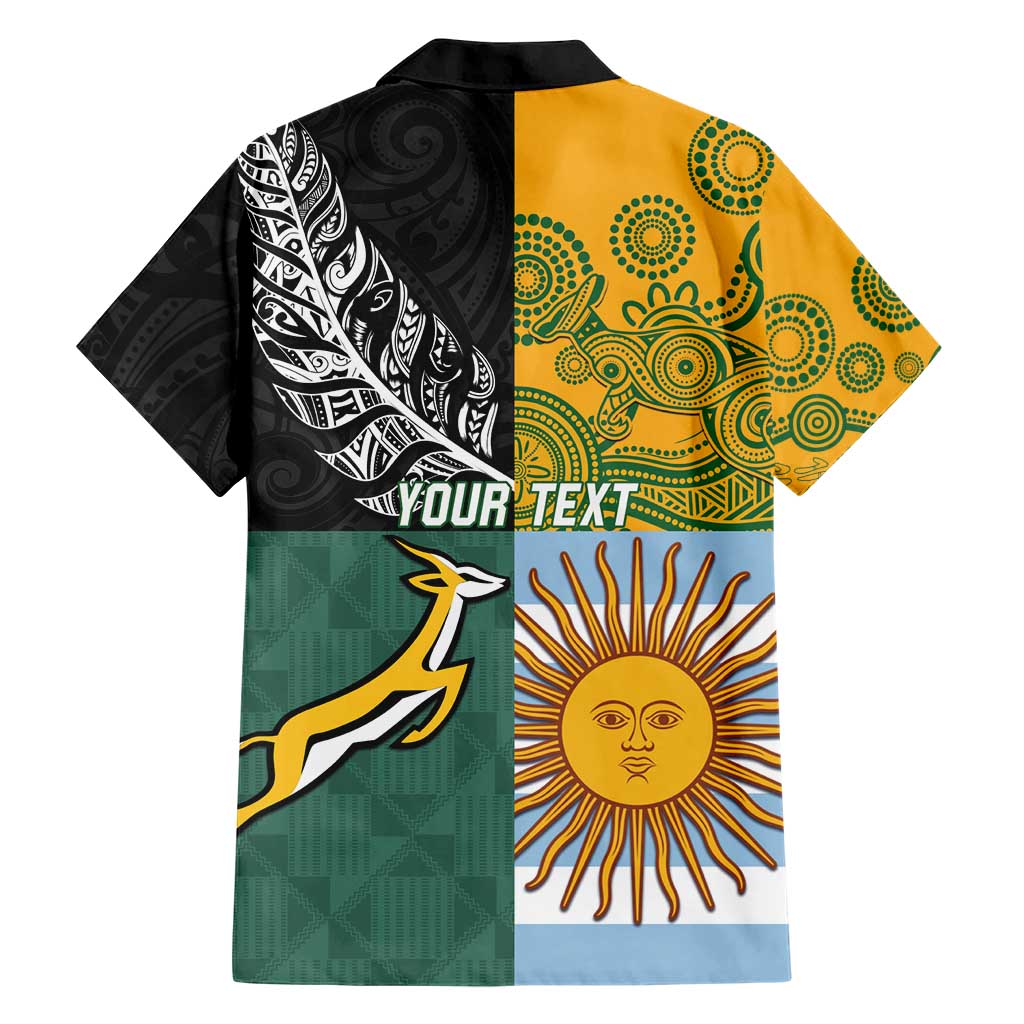 Personalised Rugby 2025 Championship Family Matching Short Sleeve Bodycon Dress and Hawaiian Shirt Combination of Southern Hemisphere Countries LT14 - Polynesian Pride