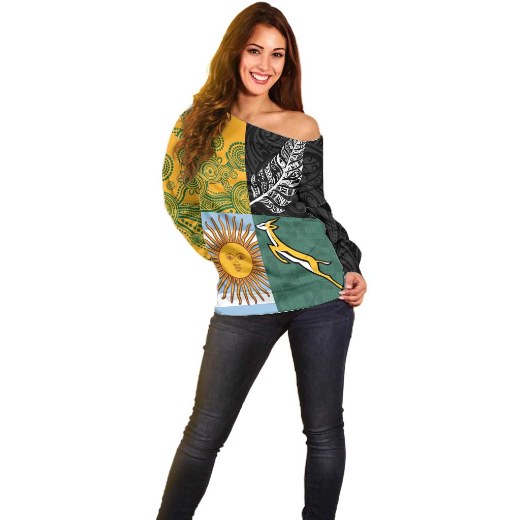 Personalised Rugby 2025 Championship Off Shoulder Sweater Combination of Southern Hemisphere Countries - Polynesian Pride