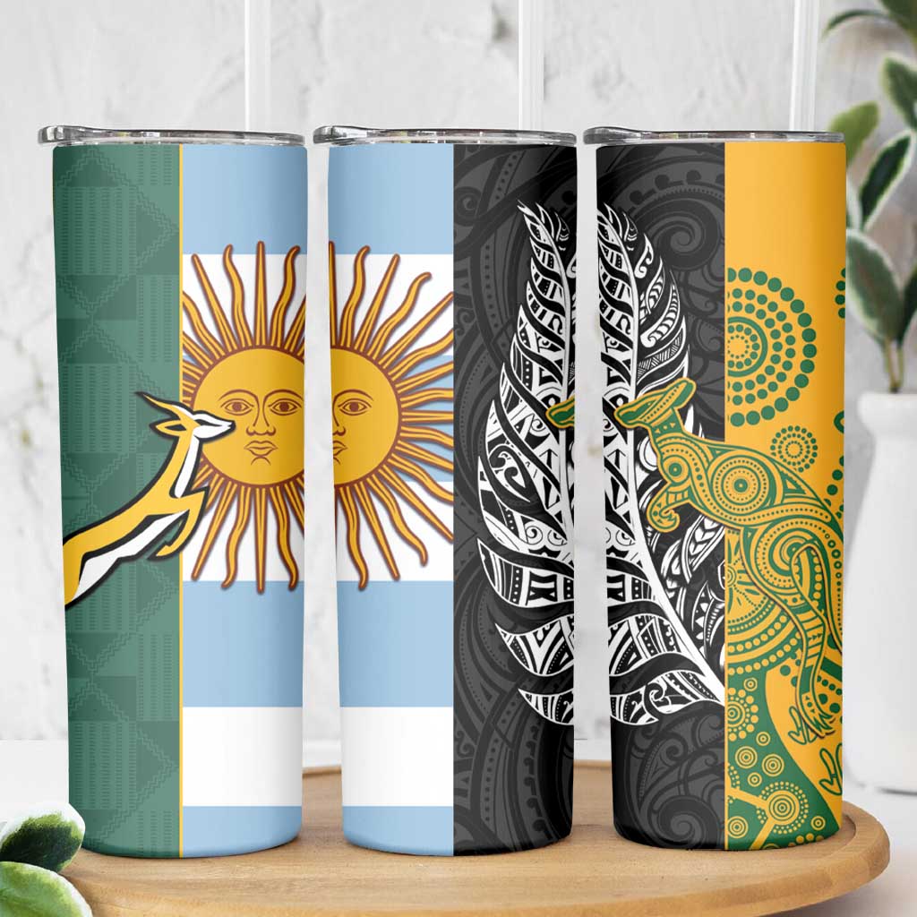 Rugby 2025 Championship Skinny Tumbler Combination of Southern Hemisphere Countries LT14 - Polynesian Pride