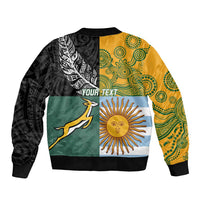 Personalised Rugby 2025 Championship Sleeve Zip Bomber Jacket Combination of Southern Hemisphere Countries - Polynesian Pride