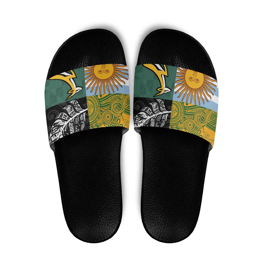 Rugby 2025 Championship Slide Sandals Combination of Southern Hemisphere Countries - Polynesian Pride