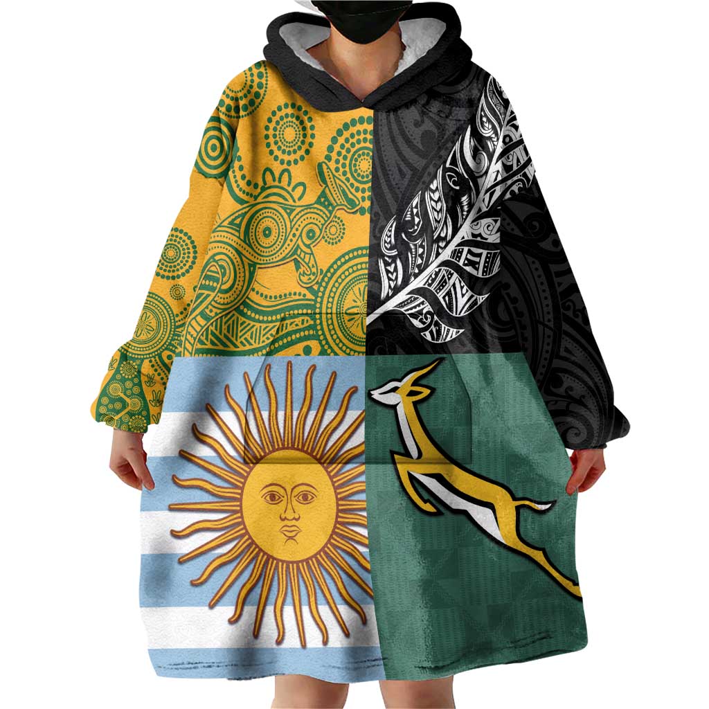 Personalised Rugby 2025 Championship Wearable Blanket Hoodie Combination of Southern Hemisphere Countries LT14 - Polynesian Pride